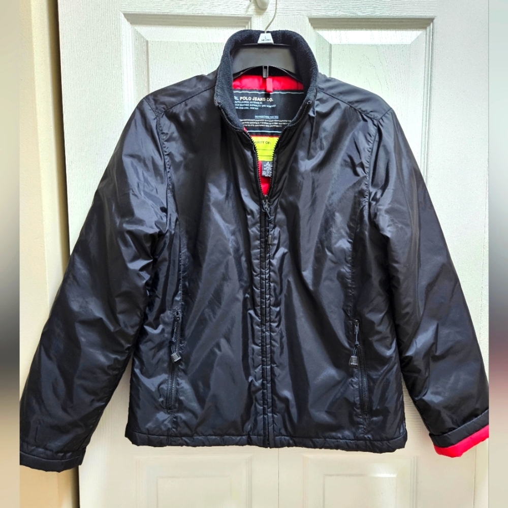 Ralph Lauren Polo Jeans Co. Puffer Small Black Jacket Full Zip Pockets Winter EU